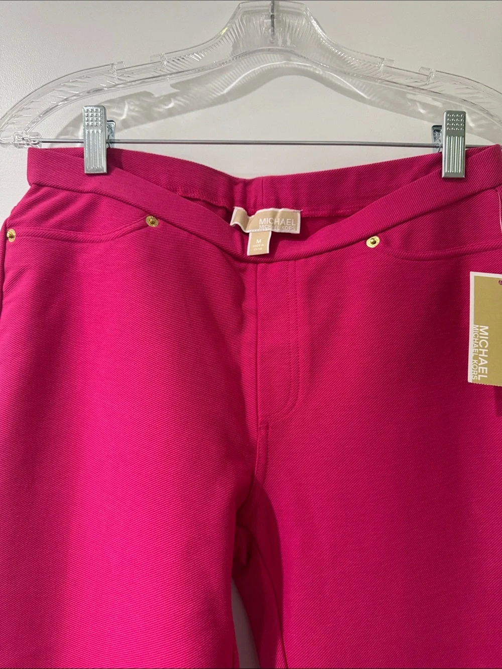 Michael Kors Bright Pink Ponte jeggings with Gold Accents B15